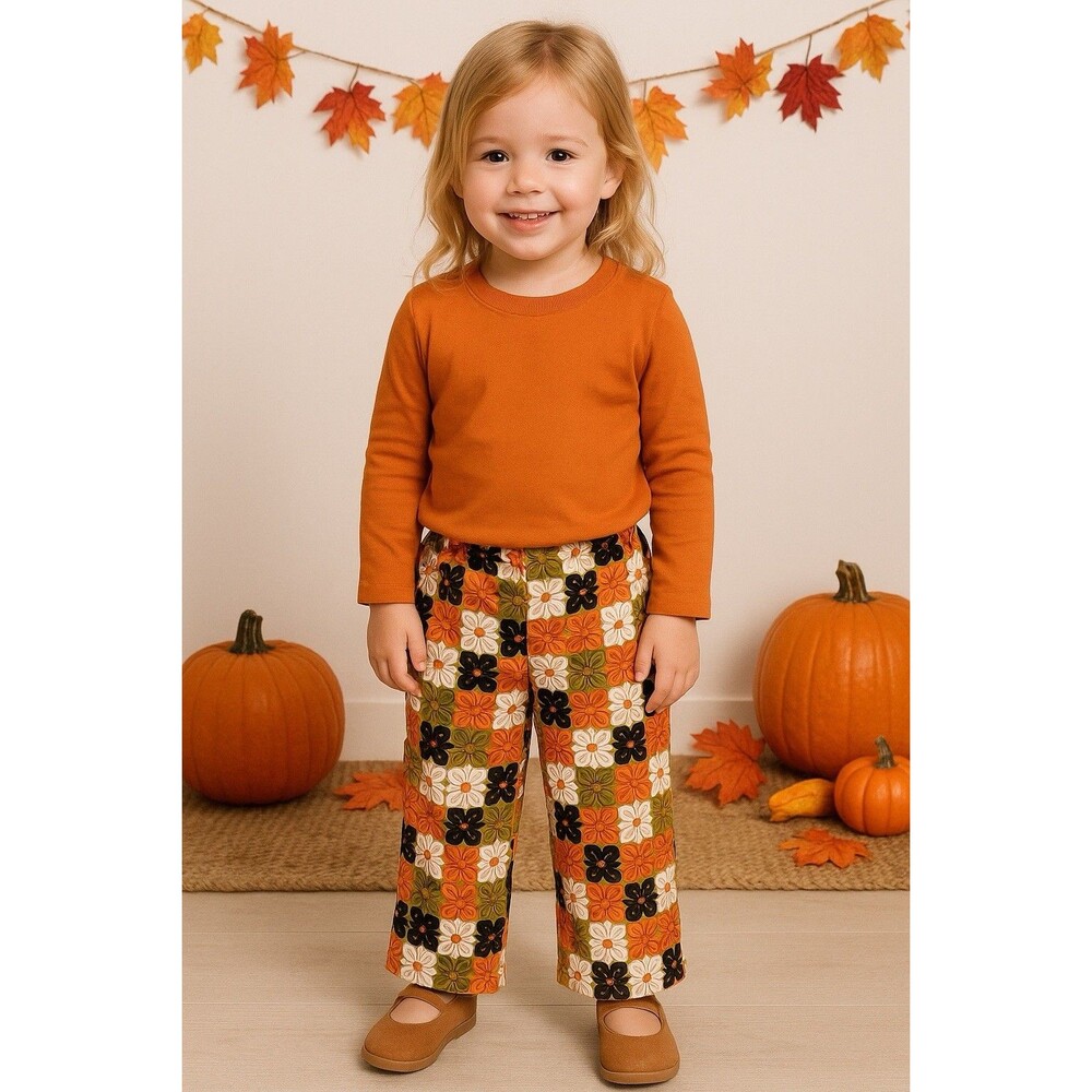 Jolie Mitchell & CO Toddlers Girls 4T Pants Fall Colors Mod Retro Floral Kids